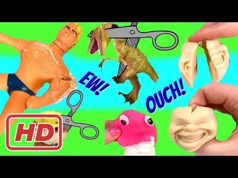 PLUS Cutting Open Squishy Gross Toys to See What is Inside:  Stretch Armstrong, Brains, Magnetic Pu