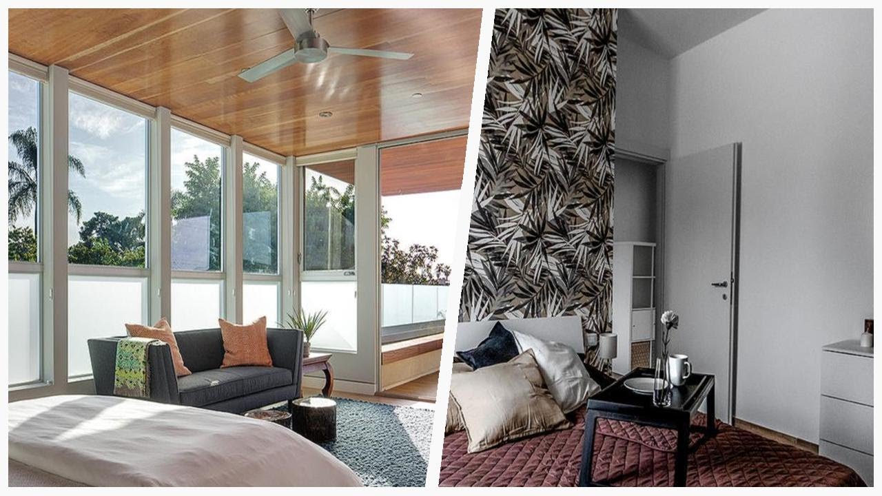 75 Tropical Bedroom With Multicolored Walls Design Ideas You'll Love ➤