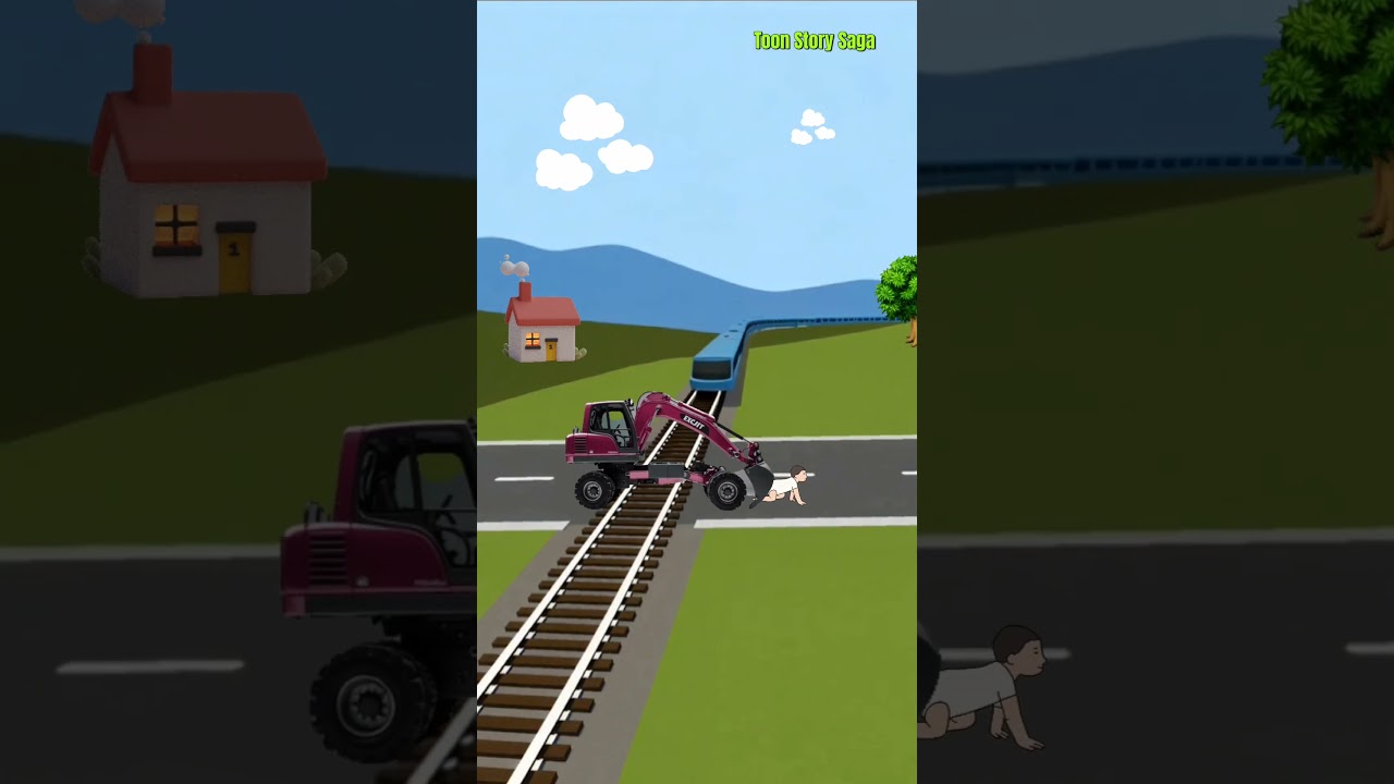 Pink JCB | JCB Video | JCB Wala Cartoon | JCB Cartoon Video | JCB JCB Train Video 🚂 JCB Motor Train