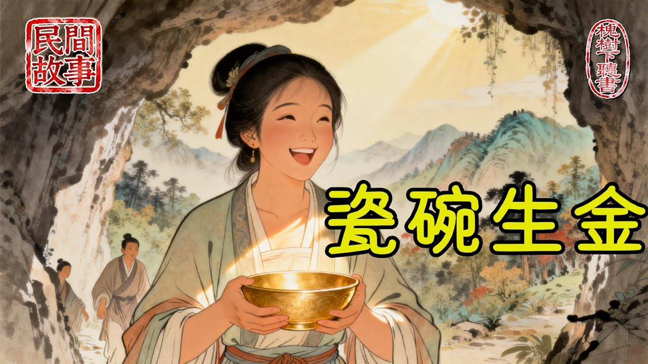 寡婦丈夫戰死被婆家趕出門，流落山洞幫老嫗縫補破衣，沒想到老嫗竟是仙女化身，送她一個能生金的瓷碗！#民間故事 #傳統文化 #原創虛構 #華語有聲書 #槐樹下聽書