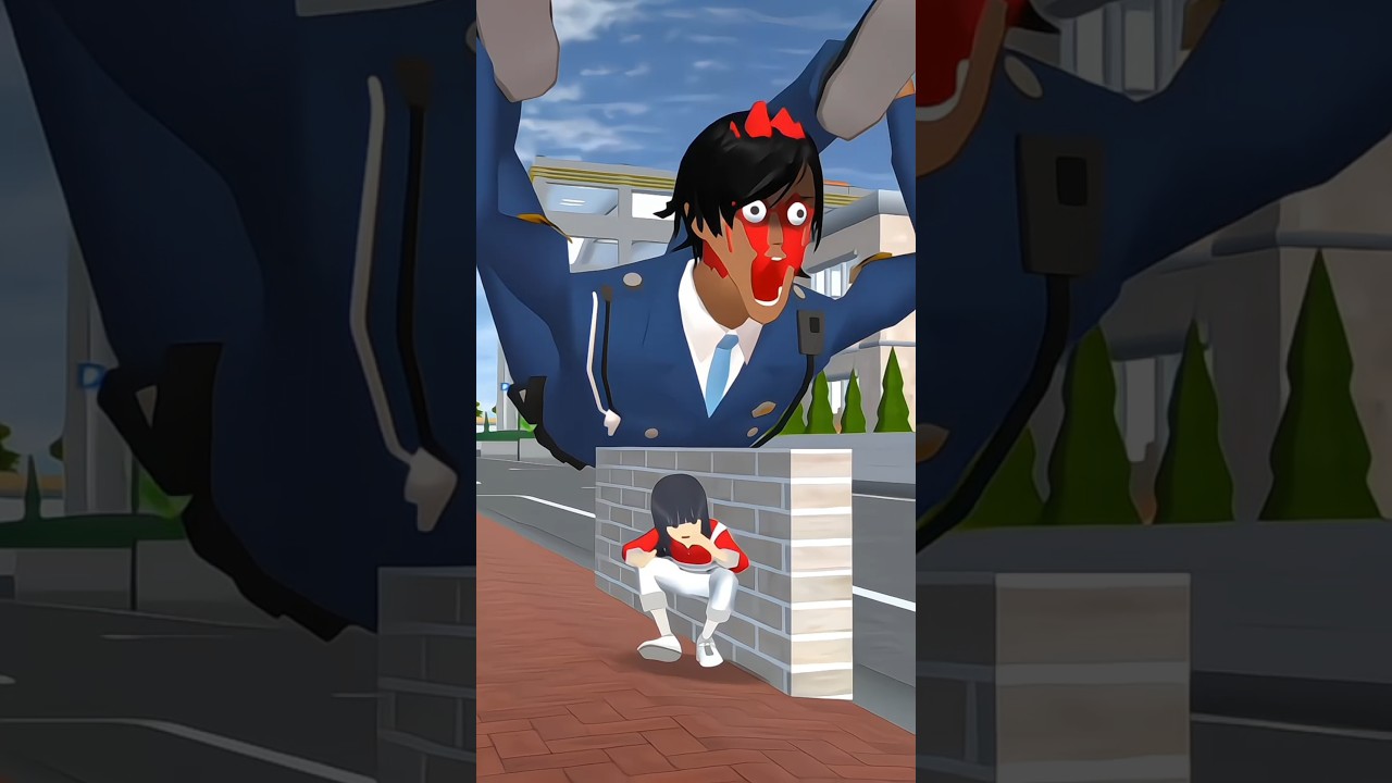 Mio successfully hid from the giant police monster #monster #sakuraschoolsimulator #shortvideo