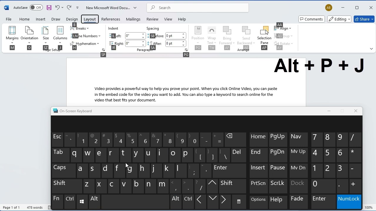 Shortcut to split text into columns in word
