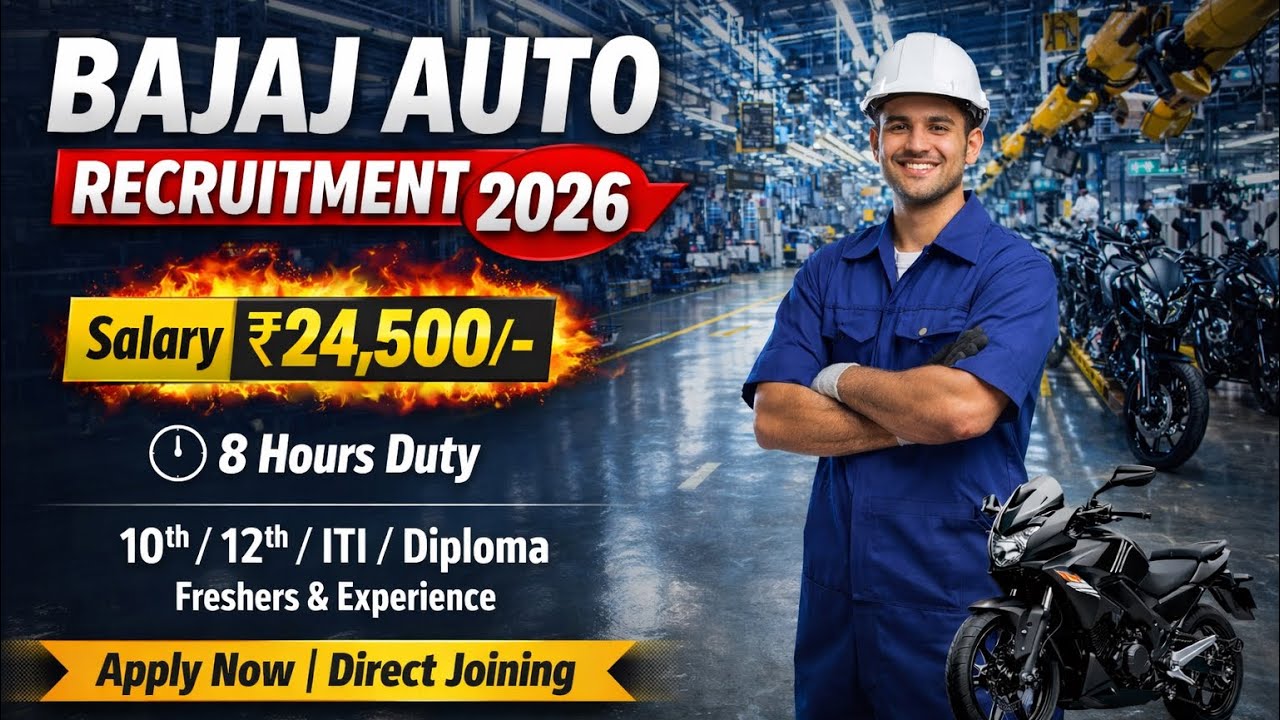 Bajaj Auto Limited Job Vacancy 2026 || Freshers, ITI, Diploma || Private Company Jobs Vacancy 2026