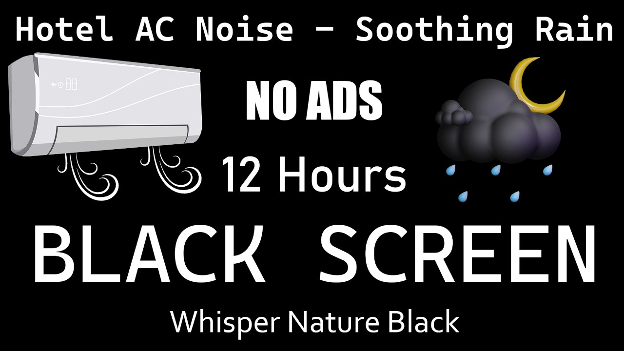 [NO ADS] Fall Asleep Fast with Hotel AC Noise and Soothing Rain Tonight | White Noise Black Sreen