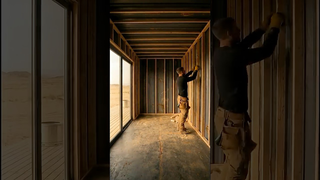 Desert Container Transformation into a Luxury Solar Cabin | Full Build Timelapse