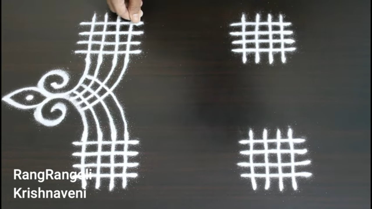Dhanurmasam Sankranthi Muggulu with Side Borders🌺Pongal Kolam🌺RangRangoli Krishnaveni