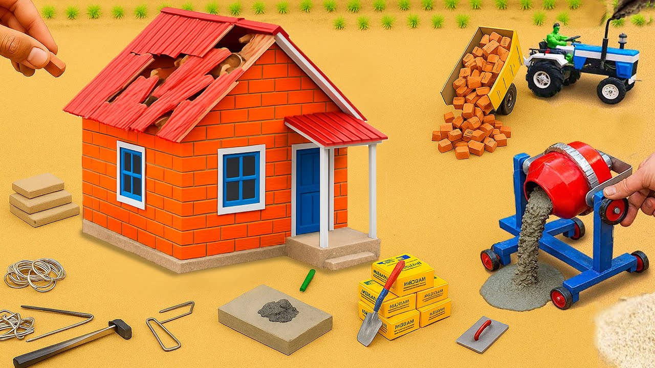 diy old house making with bricks science project | diy tractor | @YoYoCreator99