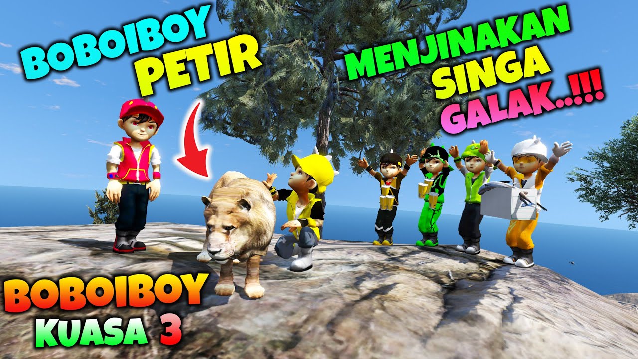 BOBOIBOY DAUN KAGET.!! BOBOIBOY PETIR BISA MENJINAKAN SINGA GAKAL - GTA 5 MOD