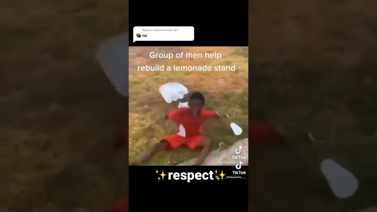 Men help kid rebuild lemonade stand