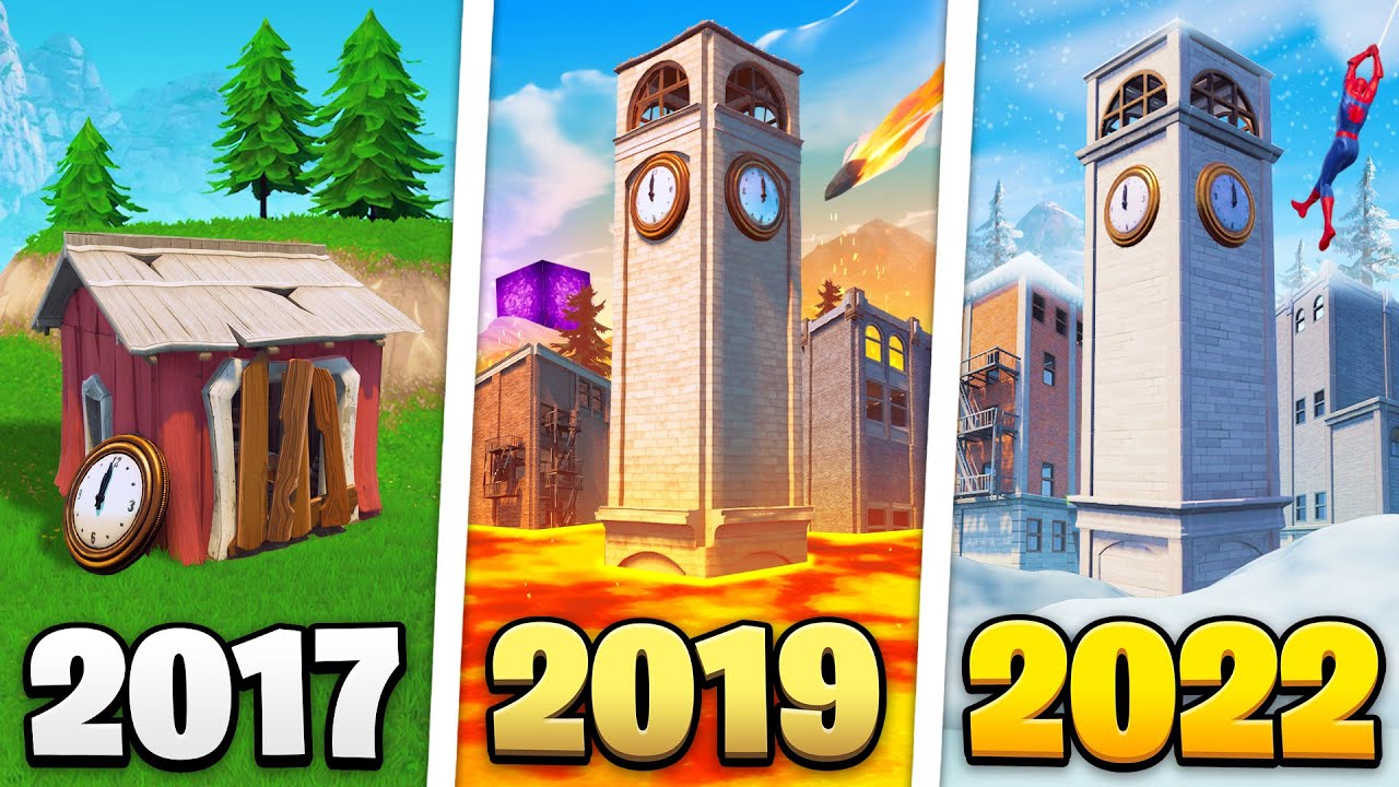 Эволюция наклонных башен в Fortnite