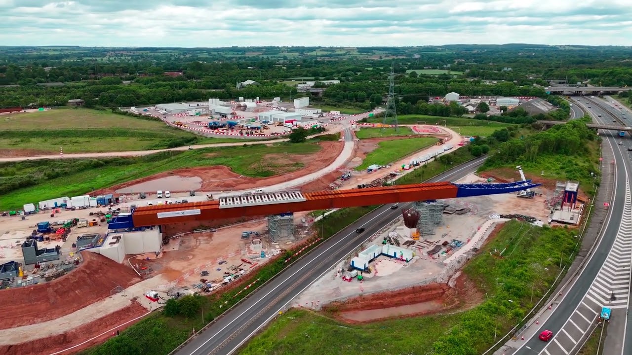 New HS2 bridge moved over the M6 slip road over the weekend