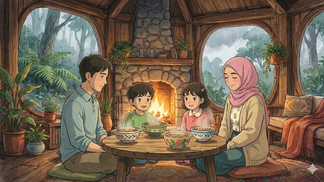 Cozy Rainy Day in a Round Forest Hut 🌧️ Cooking Stew & Sleeping | Ghibli Inspired ASMR
