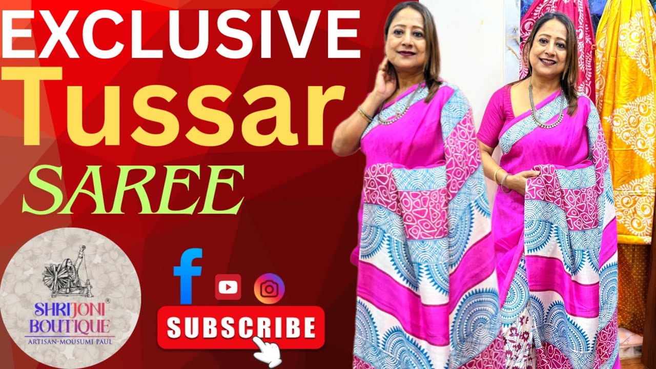 Srijani Boutique || Beleghata, Kolkata ||5% Off||📍Tussar Saree&rsquo;s Creation ||📞9831031229 #tussarsaree