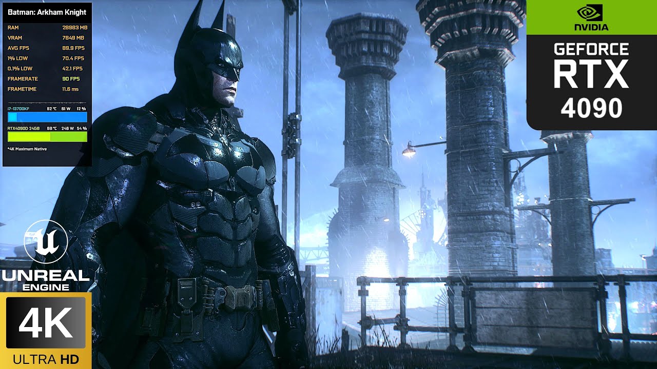 Batman: Arkham Knight - RTX 4090 Max Settings 4K (NATIVE) Gameplay Benchmark | ULTRA GRAPHICS