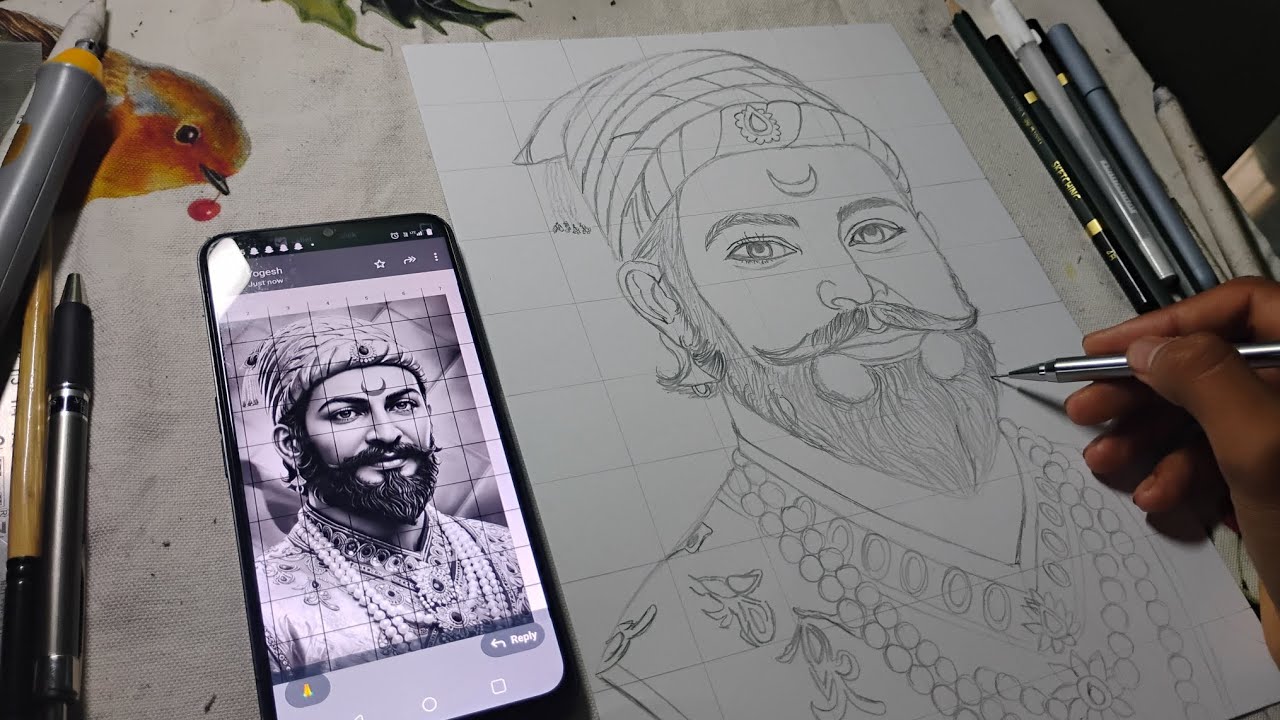 Part-1 Chatrapati shivaji outline drawing step by step tutorial 