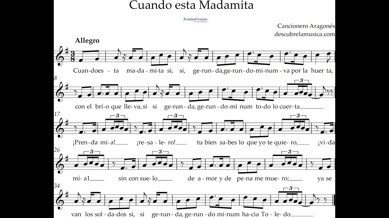 Cuando esta Madamita. Canci&oacute;n Aragonesa Tradicional para flauta dulce