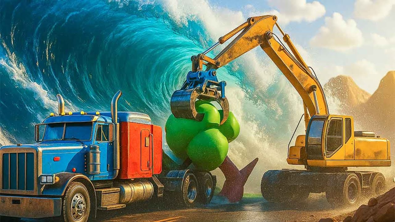 🌊 Storm Disaster: Excavator & Team Fight Rising Floods | Construction Vehicles 3D