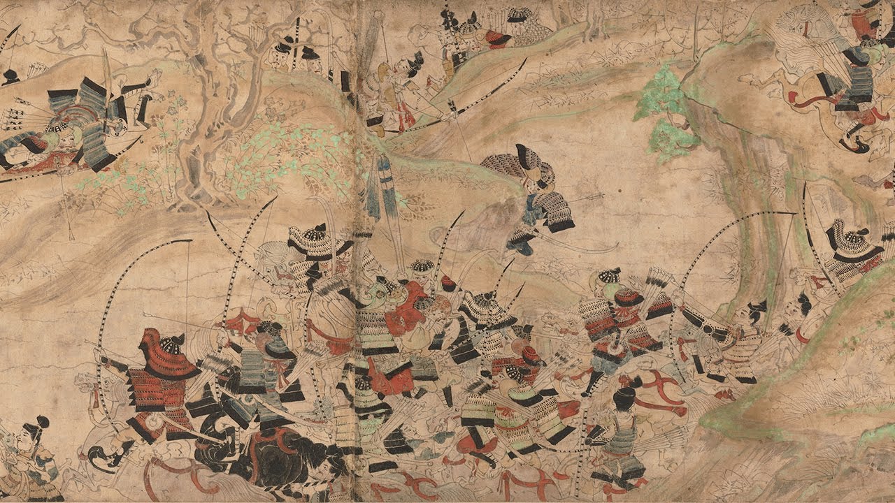 日本 鎌倉時代 男衾三郎畫卷 - 圖繪吉見二郎與男衾三郎武士兄弟的故事