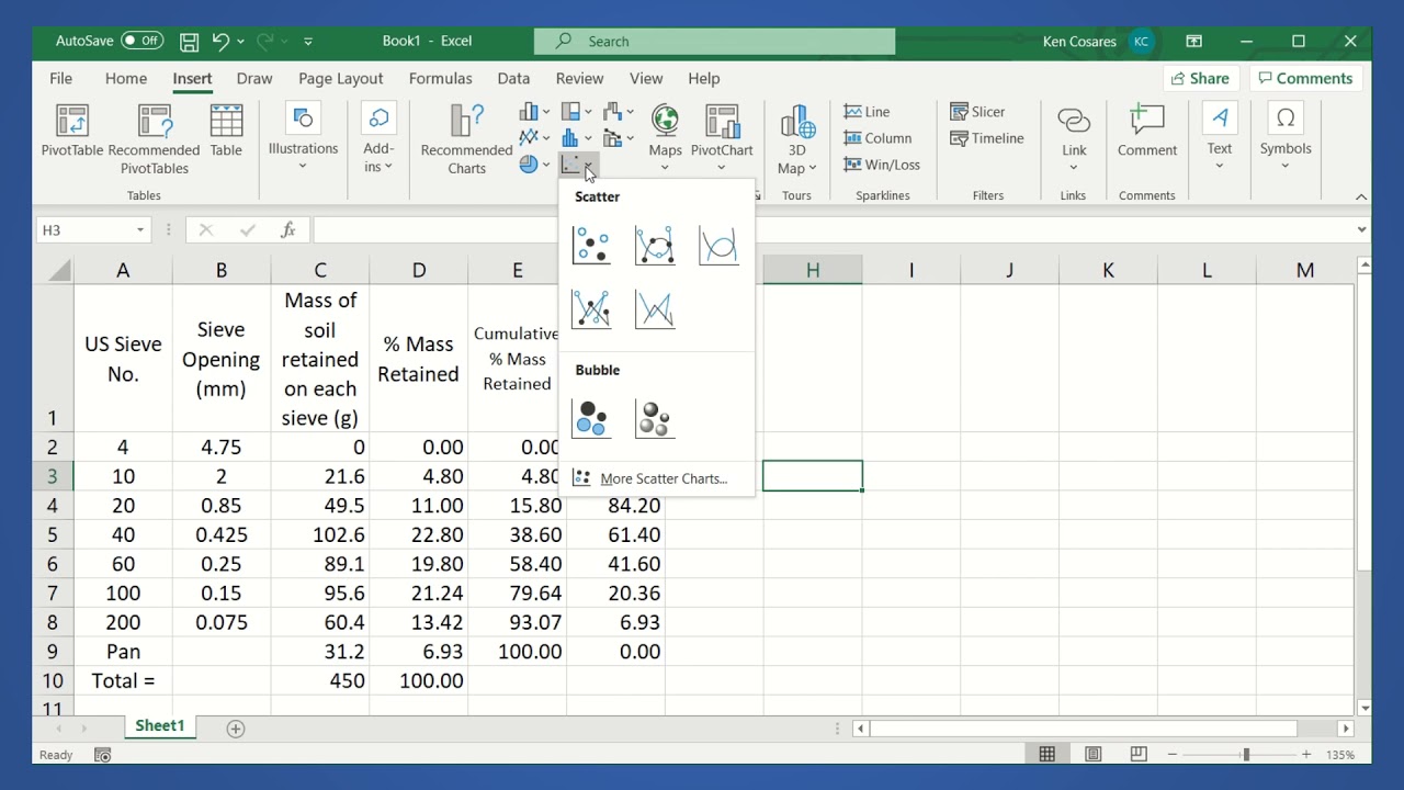 Example 10 - Particle Size Analysis in MS Excel