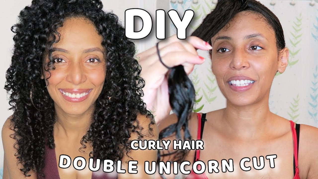 I TRIED A DIY DOUBLE UNICORN HAIRCUT ON MY CURLY HAIR