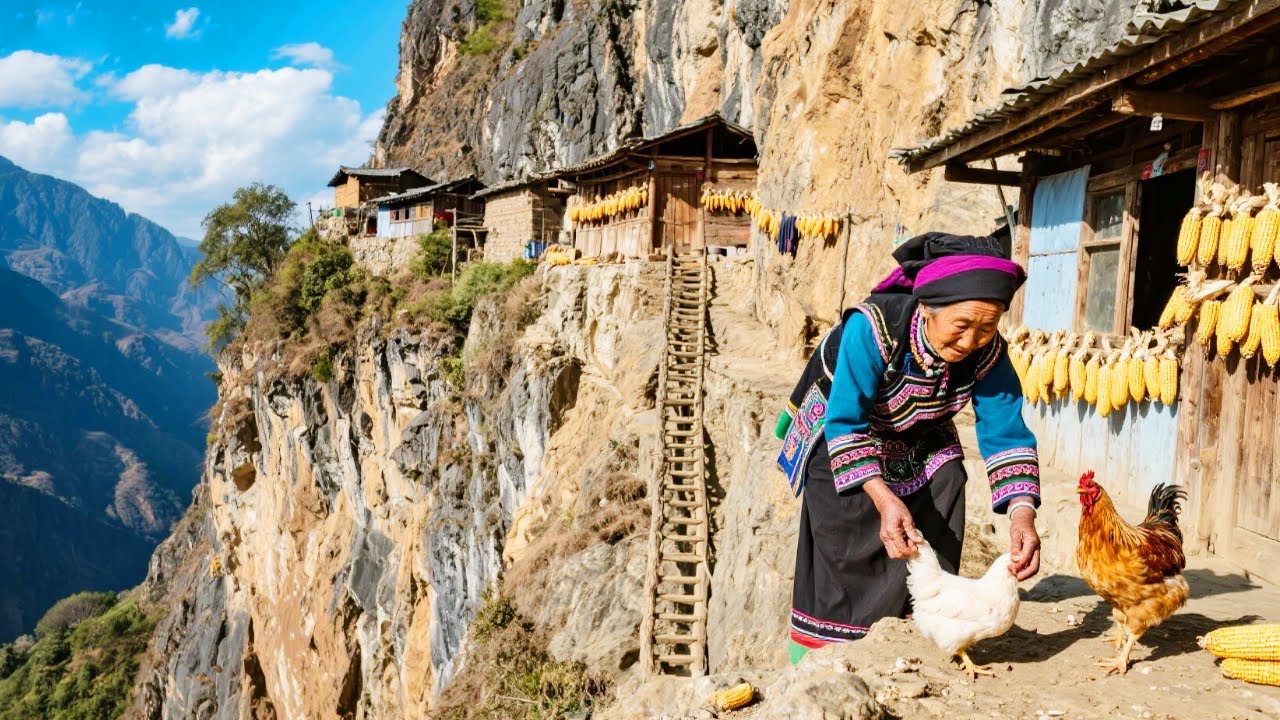 云南深山发现悬崖村，还有3户人家居住，世外桃源般的宁静角落！【乡村阿泰】