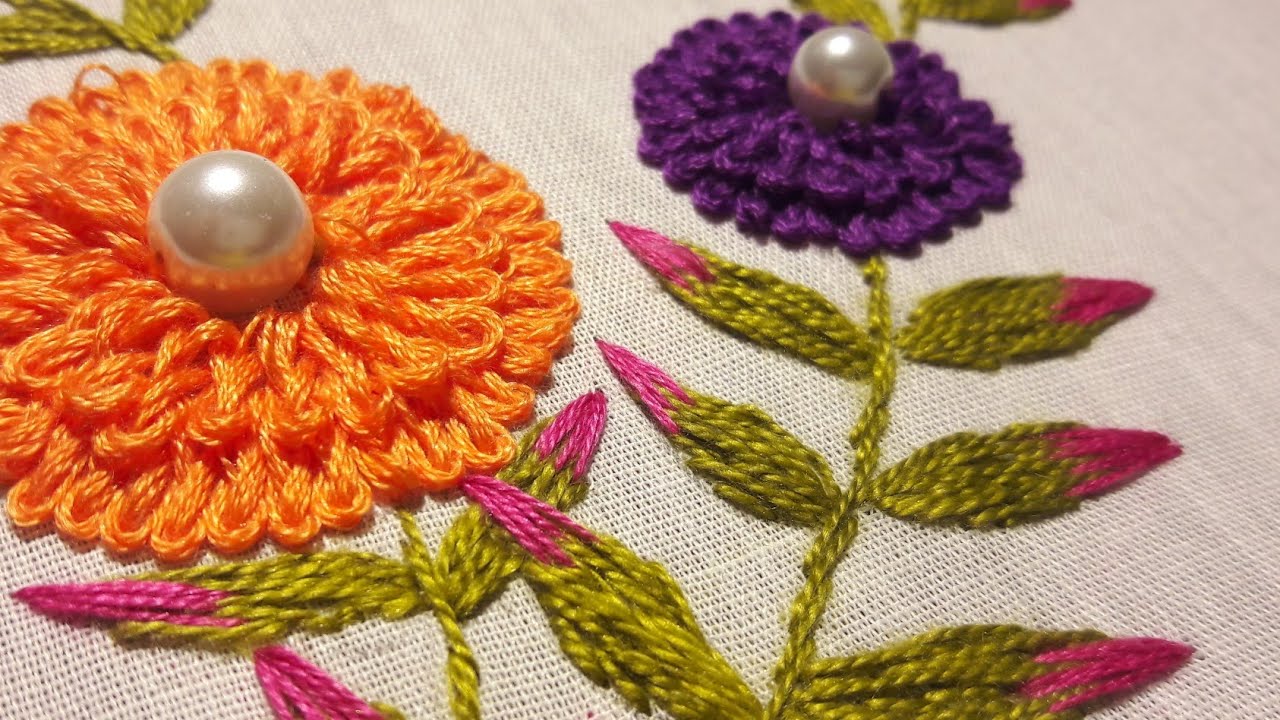 How to do rosette chain stitch flower | An easy way to do rosette stitch flower