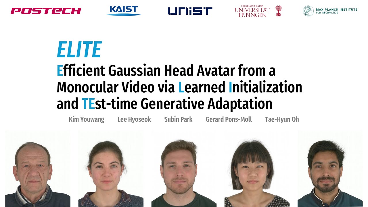 ELITE: Efficient Gaussian Head Avatar from a Monocular Video via Learned Initialization & ...