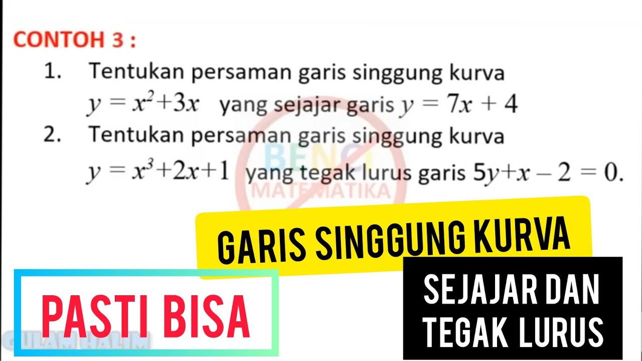 Persamaan Garis Singgung Kurva diketahui Gradien Contoh 3