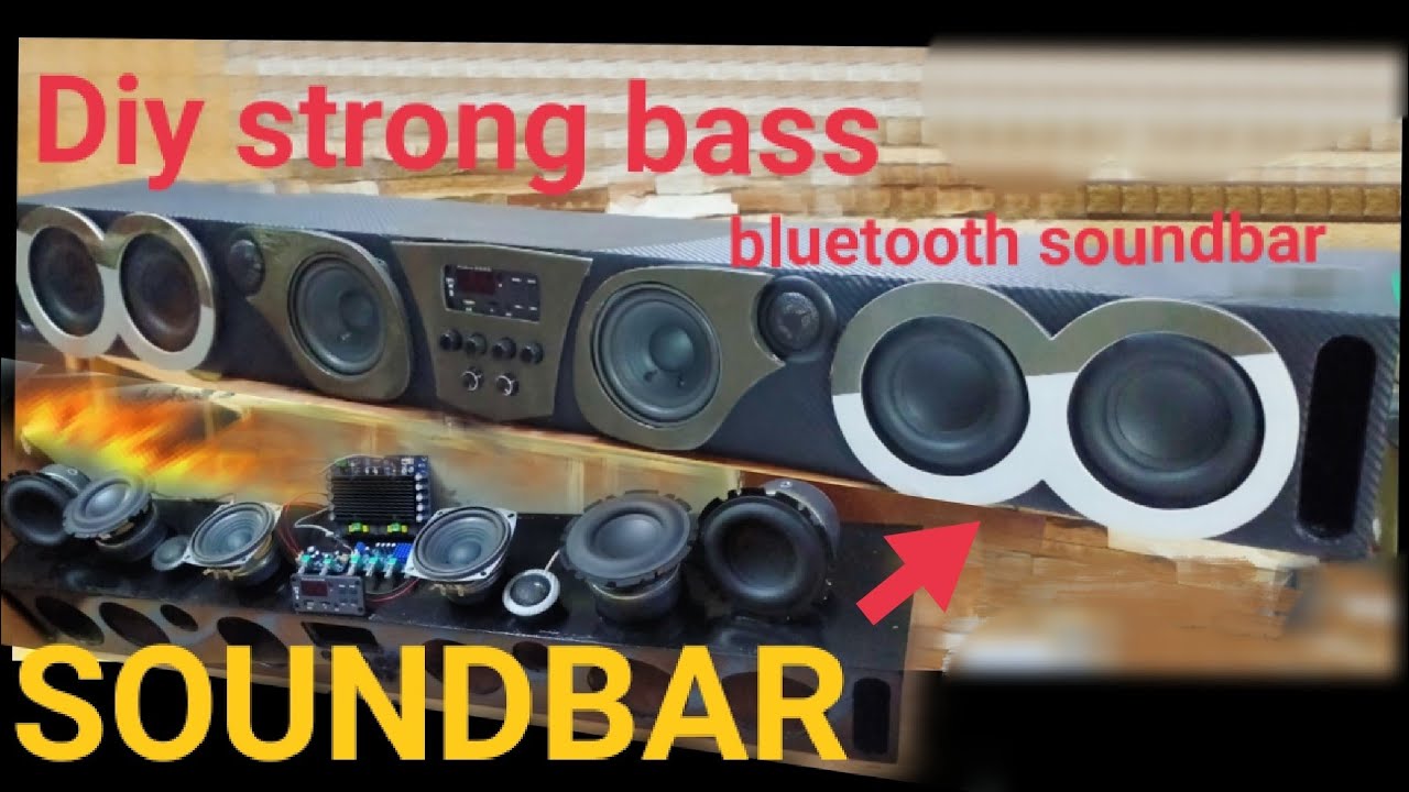 DIY) Bluetooth soundbar power by 4x 5cm subwoofer speaker,44cm long box