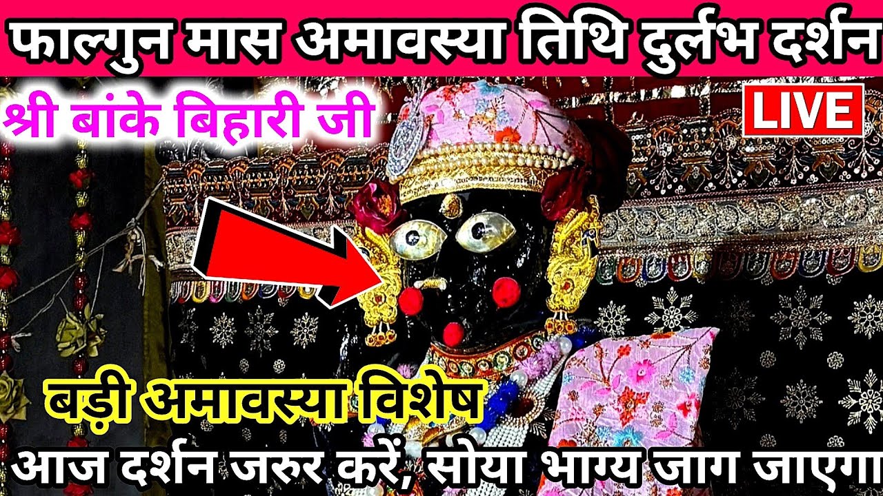 🙏फाल्गुन मास अमावस्या तिथि 🙏 साक्षात दर्शन 🙏 श्री बांके बिहारी जी 🌹 banke bihari live darshan today