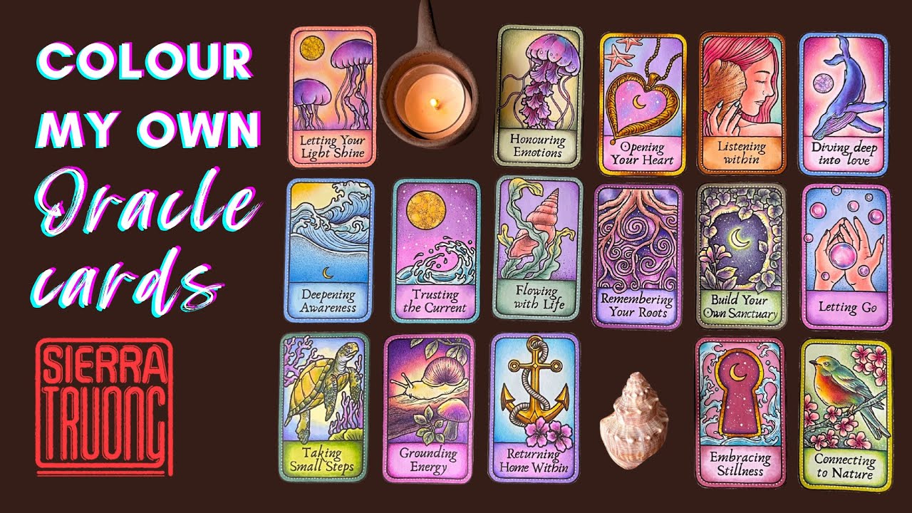 Colour my own Oracle deck | Handmade DIY whimsical cards | Earthsong colouring book