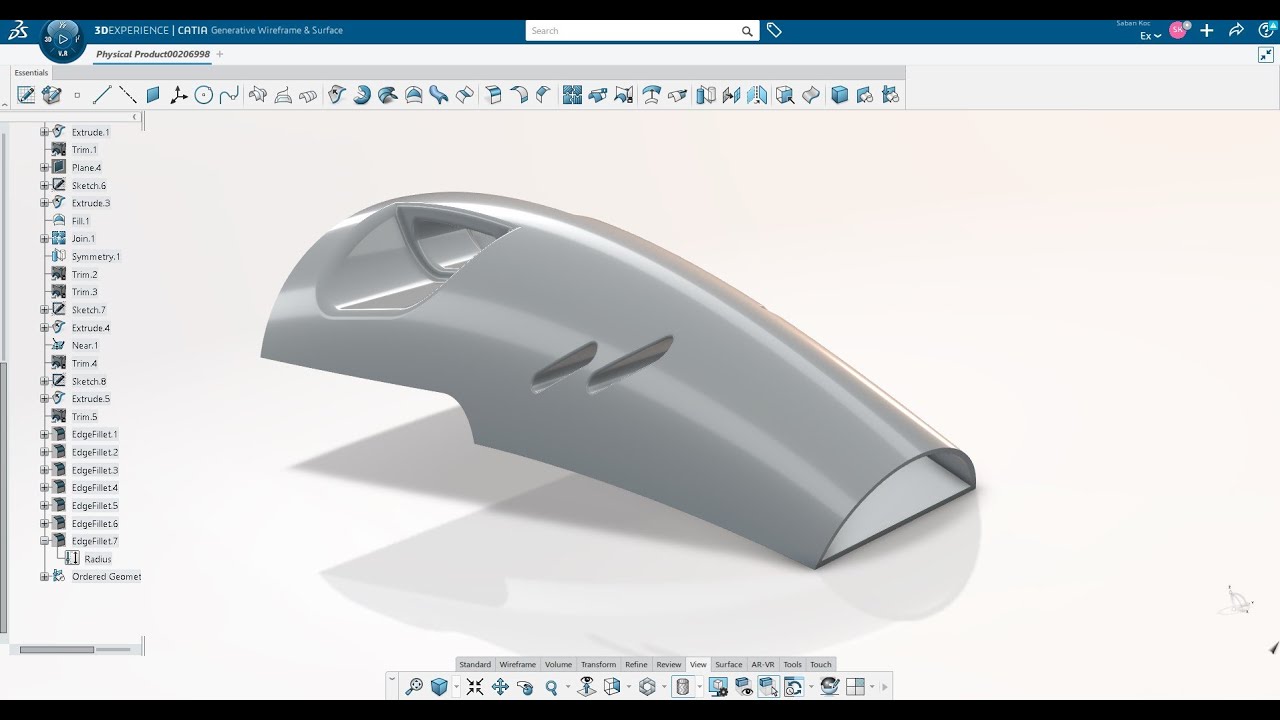 3DEXPERIENCE CATIA - Handle Vacuum - Generative Wireframe & Surface