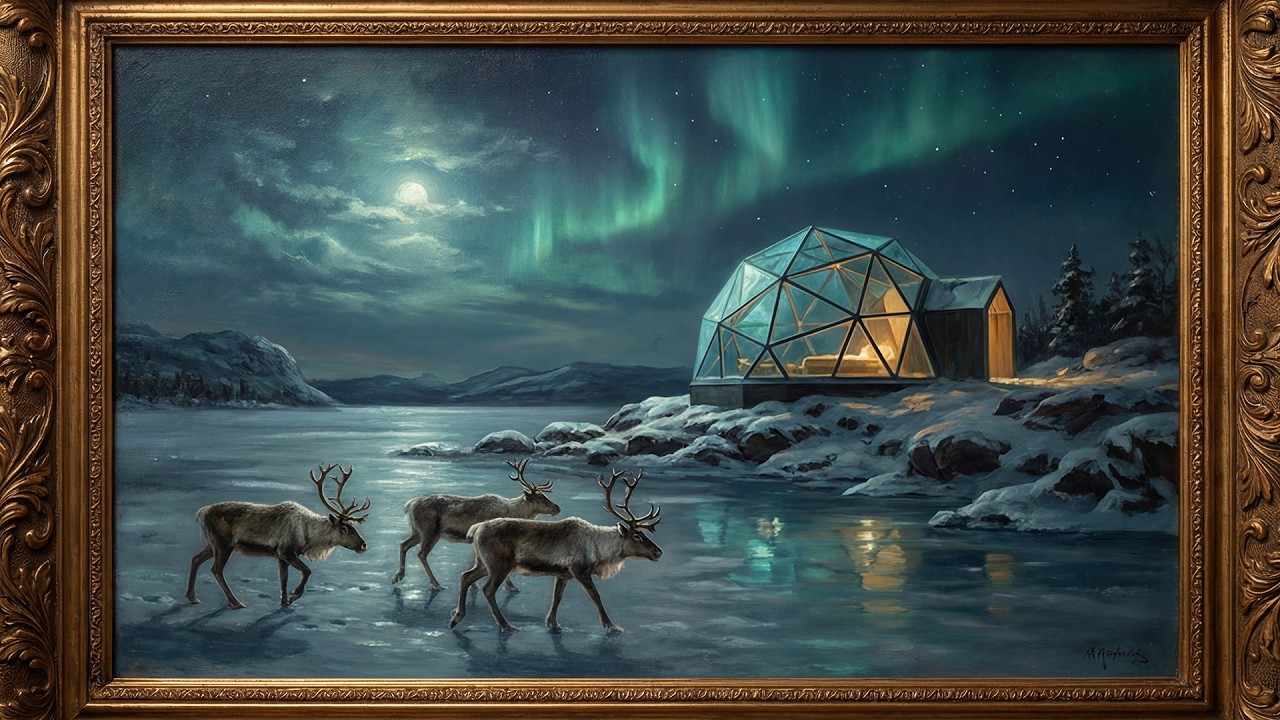 Noche helada bajo un cielo esmeralda 4K ✨ Arte para Smart TV