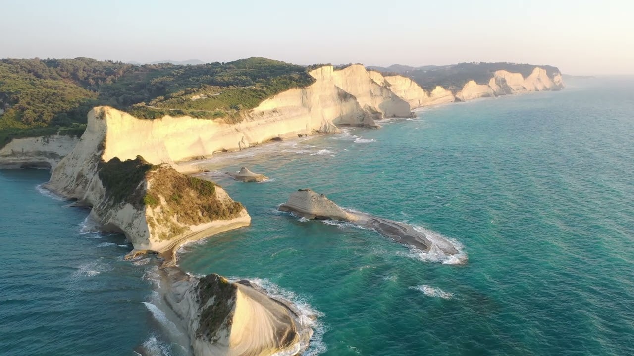 Corfu Greece | Peroulades, Cape Drasits, Loggas Beach Aerial View | 4K Drone