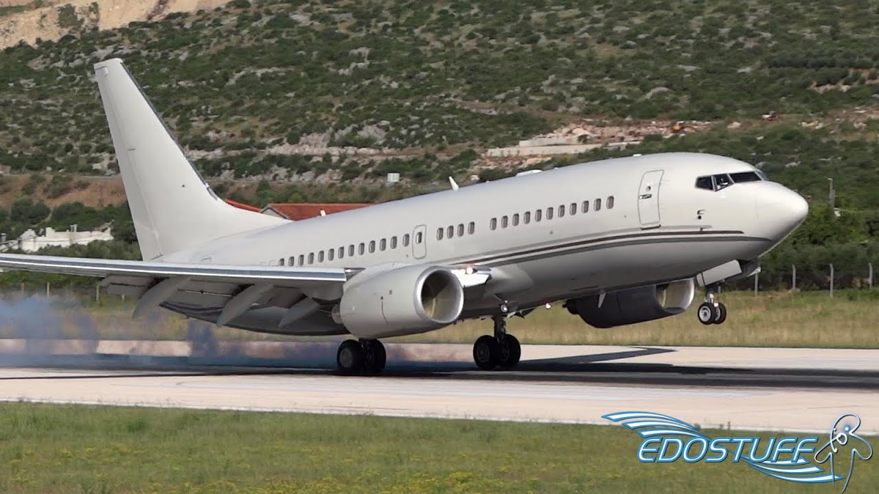 Transatlantic Flight From Canada - Boeing 737-7HJC BBJ Landing at Split airport SPU/LDSP