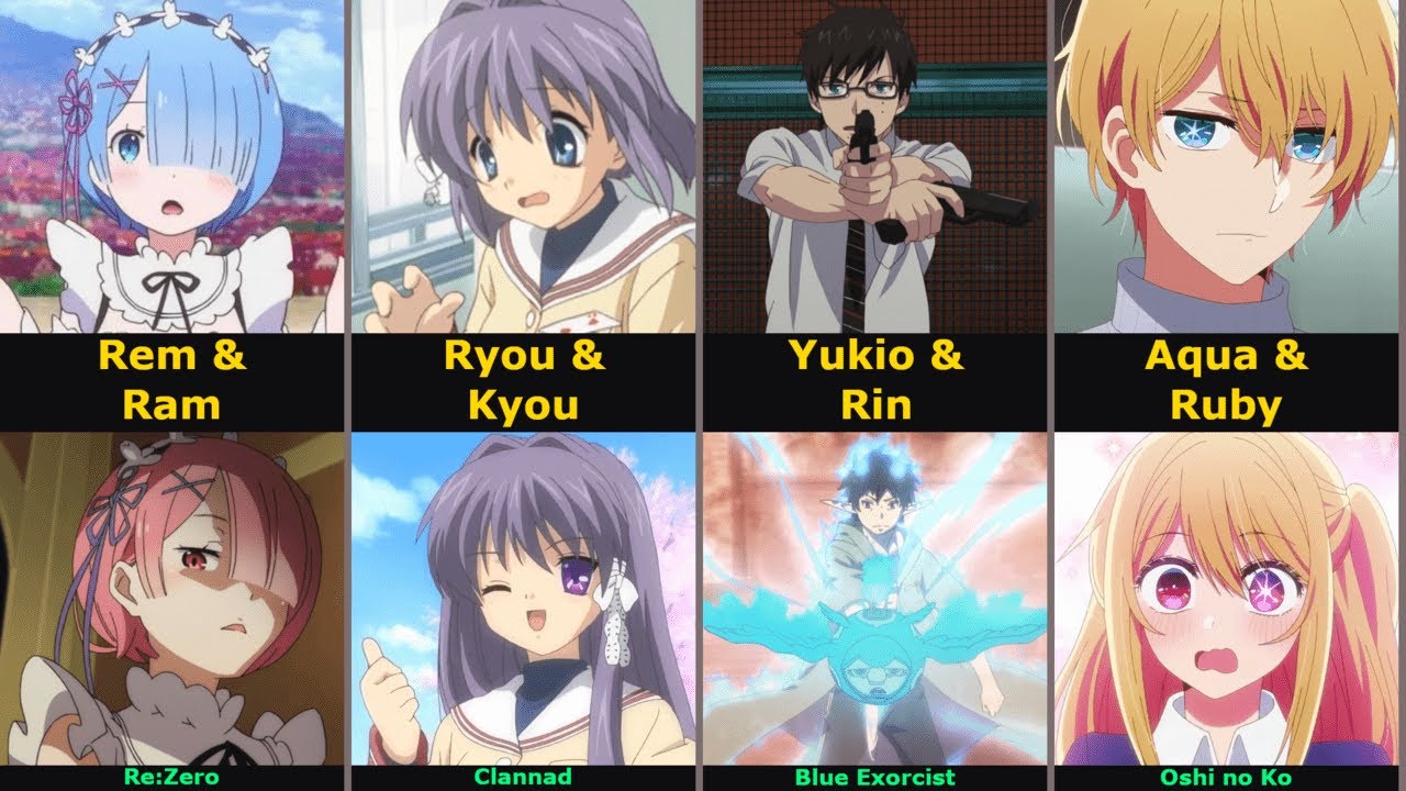 100 Popular Twin Anime Characters