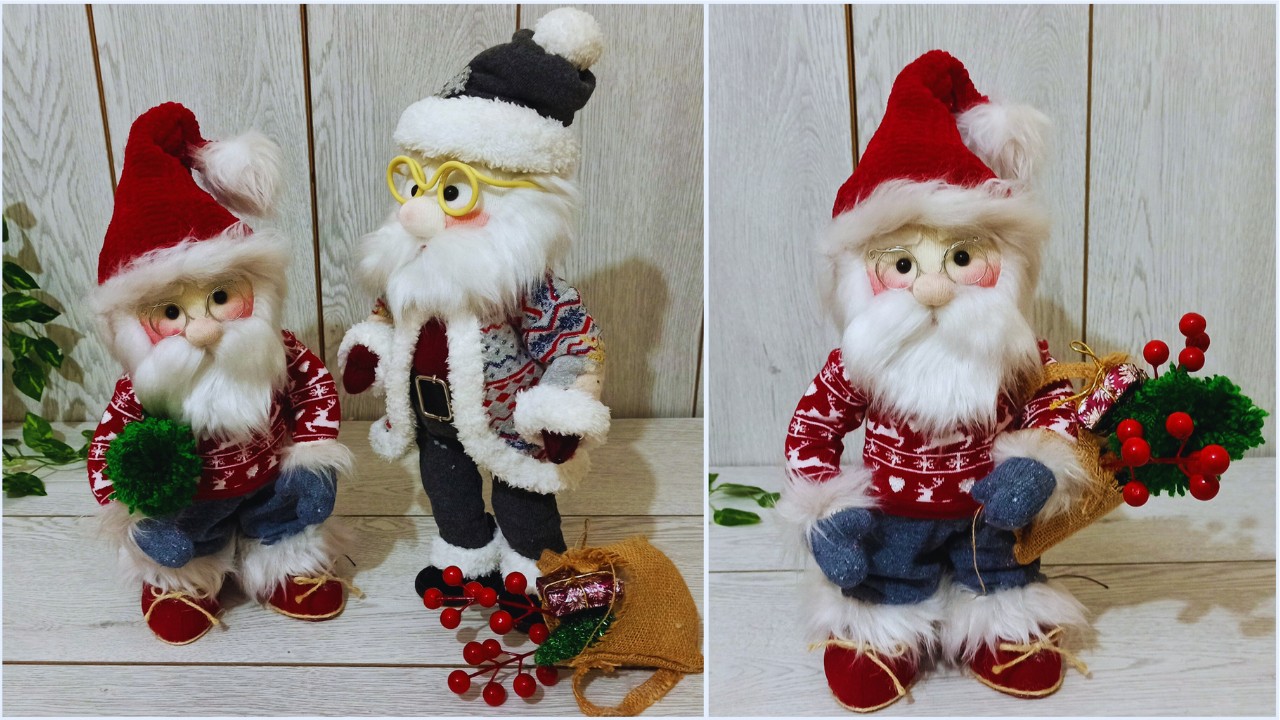 Отлично🎅Просто и легко сделать Деда Мороза🎄Новогодний подарок и декор🛷Идеи Санты из носков🎅