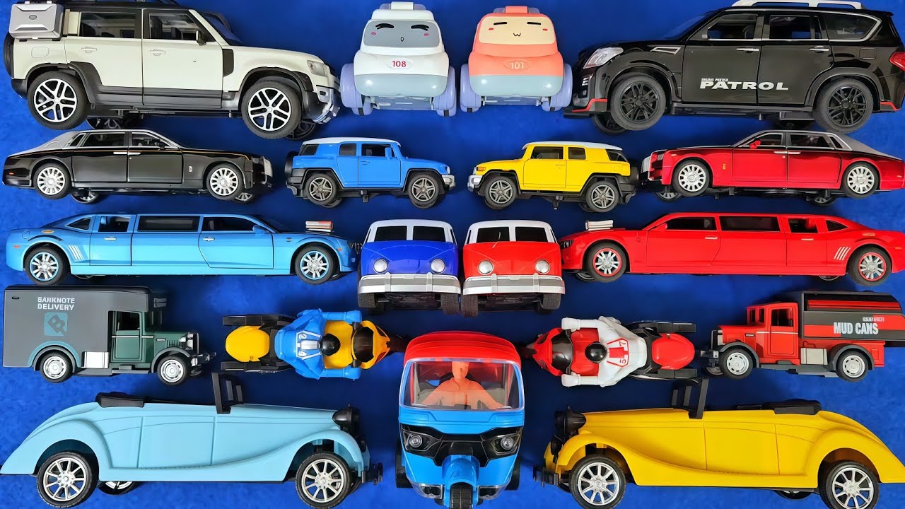Big Toy Car Video for Kids | Vintage Car, Rolls Royce, Defender, Trucks & Buses
