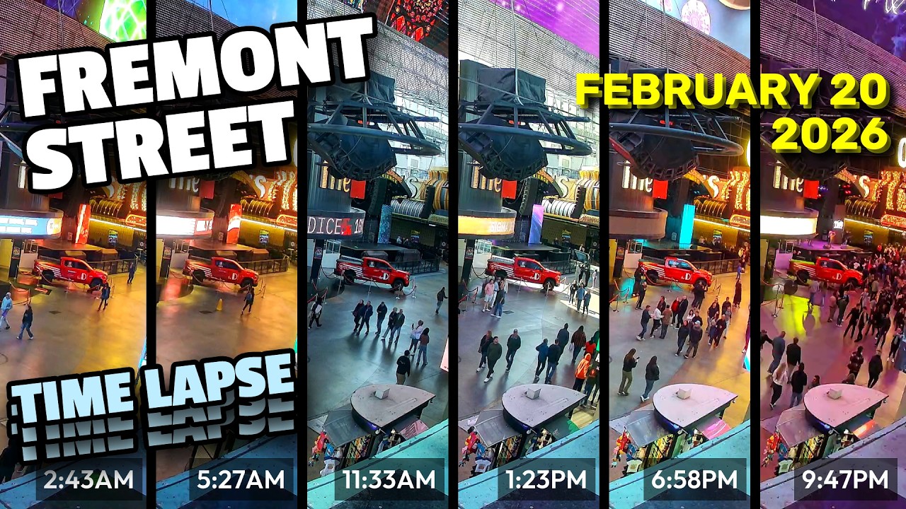 24 Hours On Fremont Street (Time Lapse) In Downtown LAS VEGAS - February 20, 2026