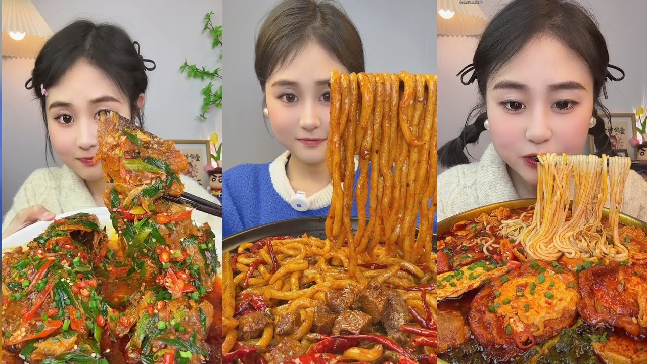 Yummy #11 , Chinese mukbang, Spicy Noodles huge feast! 🍜 & Dumpling Soup 🍲🍝