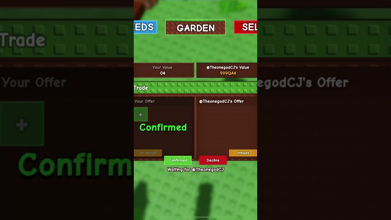 Getting a 999 QA Sheckles from a fan on grow a garden on Roblox #roblox #growagarden #robloxedit