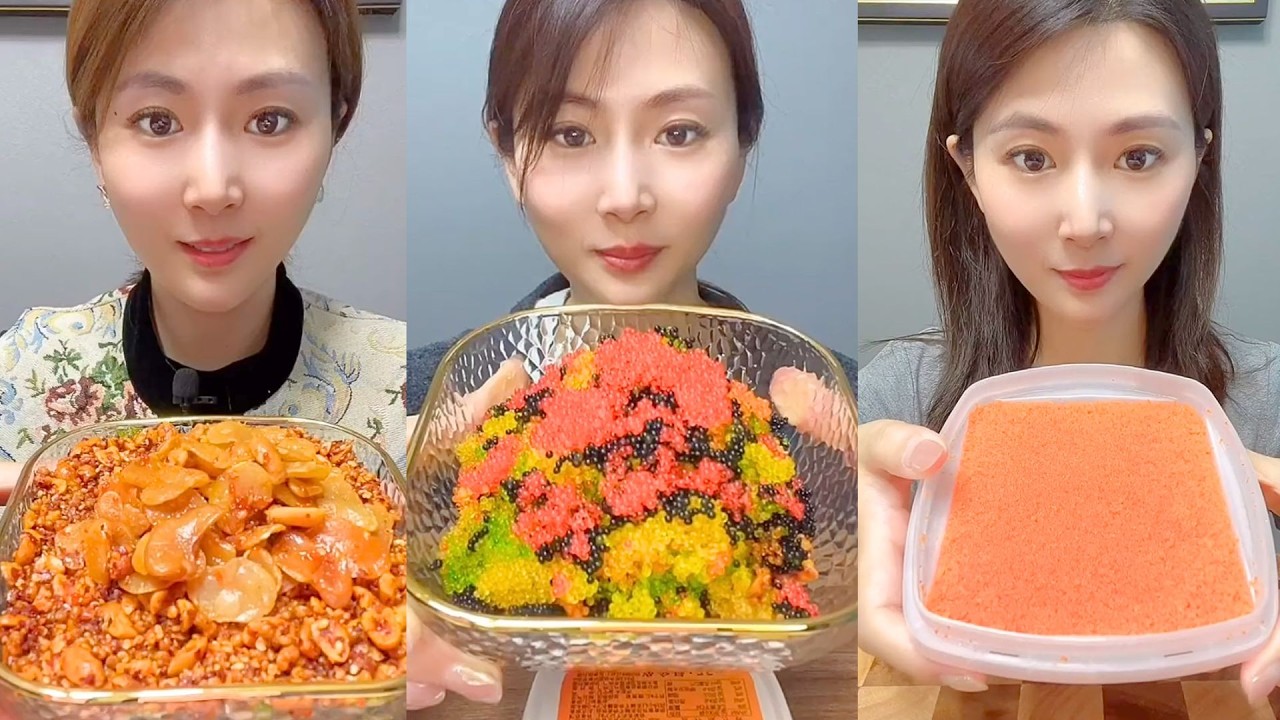 Chinese Colorful Fish Roe & Spicy Seafood ASMR | Crunchy Eating Sounds #123