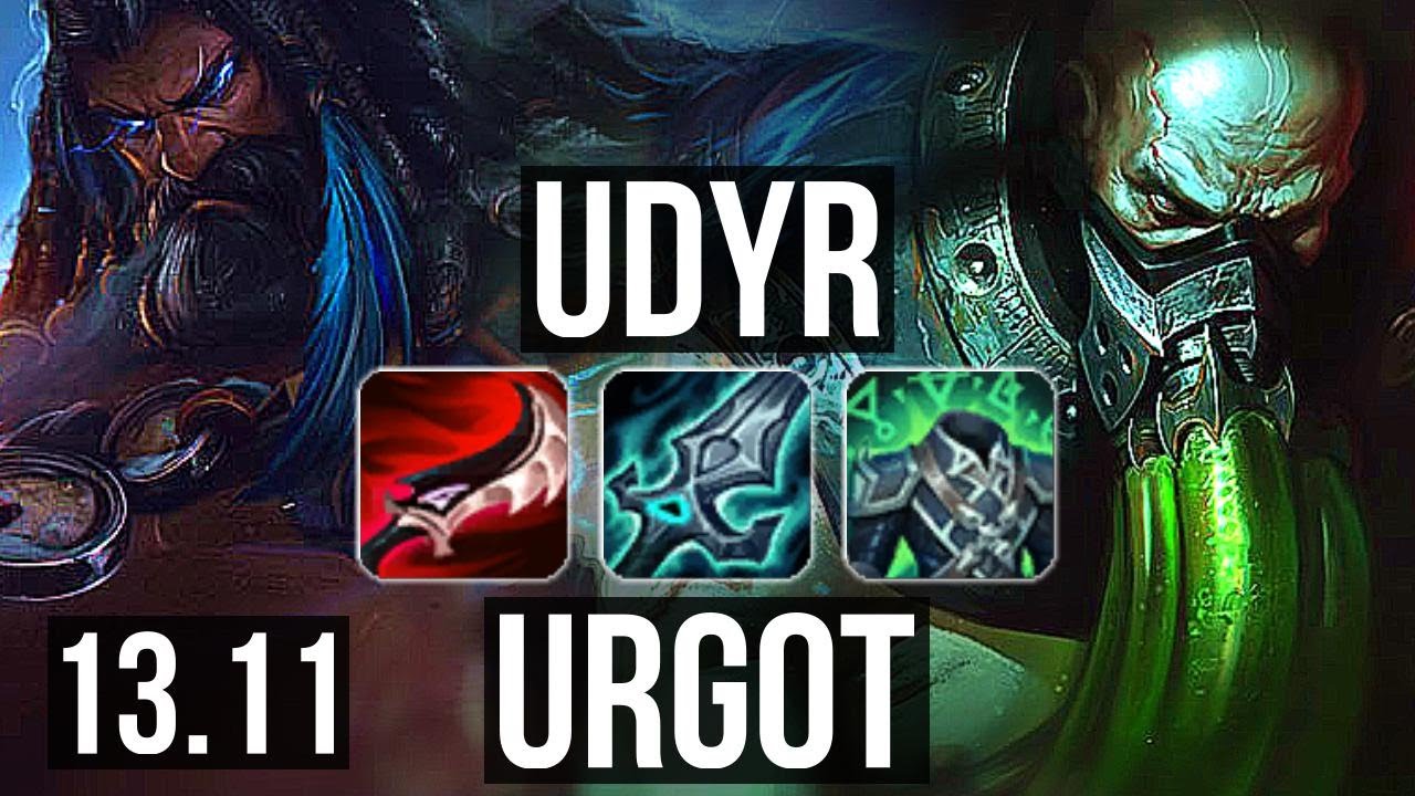 UDYR vs URGOT (JNG) | 1500+ games, Legendary, 1.1M mastery, 11/2/2 | KR Master | 13.11