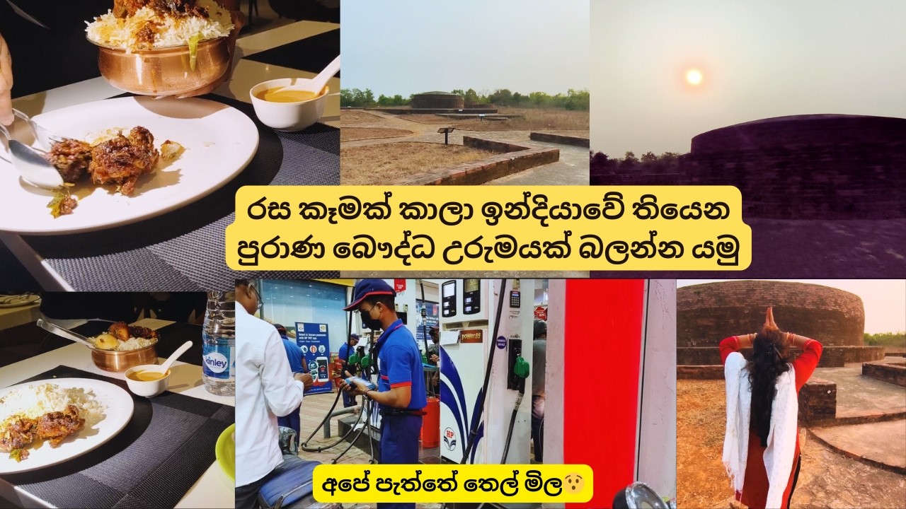 ඉන්දියාවේ අපි දෙන්න බලපු පුණ්‍ය භූමිය🙏මෙහෙ තෙල් මිලත් බලමු /Buddhist Heritage in India & Fuel Prices