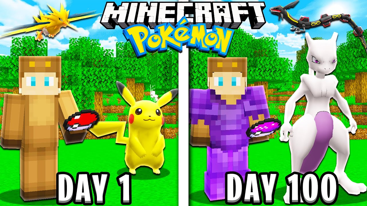 I Survived 100 Days in Minecraft POKEMON!