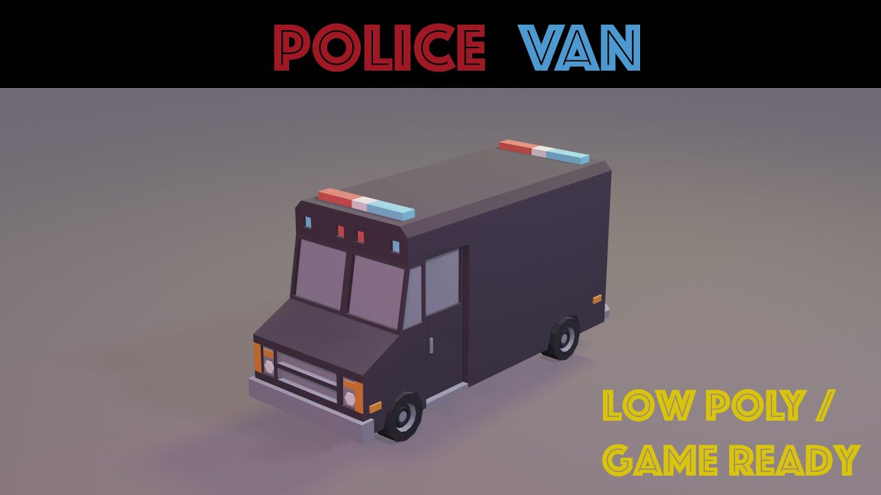 Police Van (3D Low poly / Game ready) Blender / EEVEE