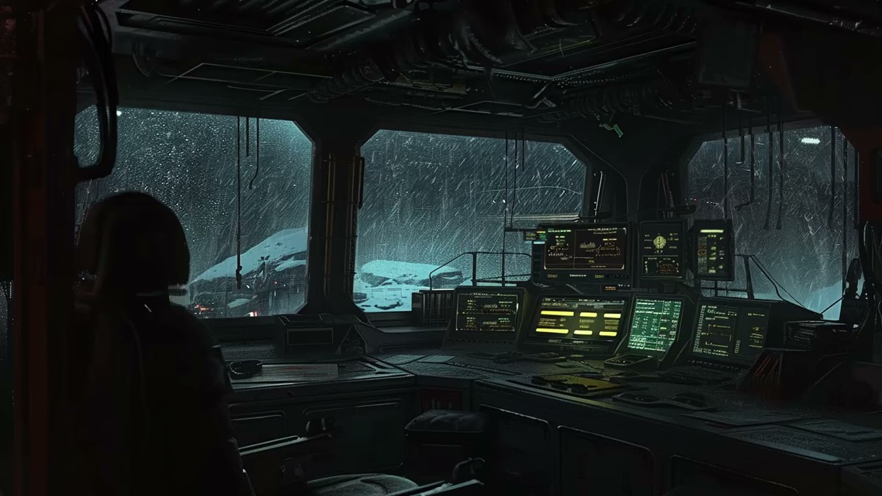 Thunderstorm on a Spaceship Bridge | Sci-Fi Rain & Thunder Ambience for Sleep, Study, or RPG