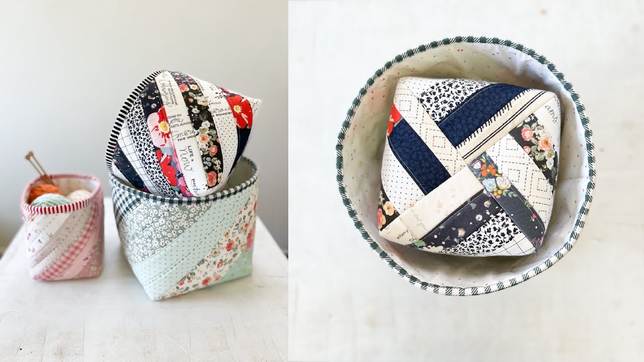 How to sew Everyday Basket Trio | DIY Storage Organizer | Fabric Bin | Beginner Sewing | Scrap Quilt
