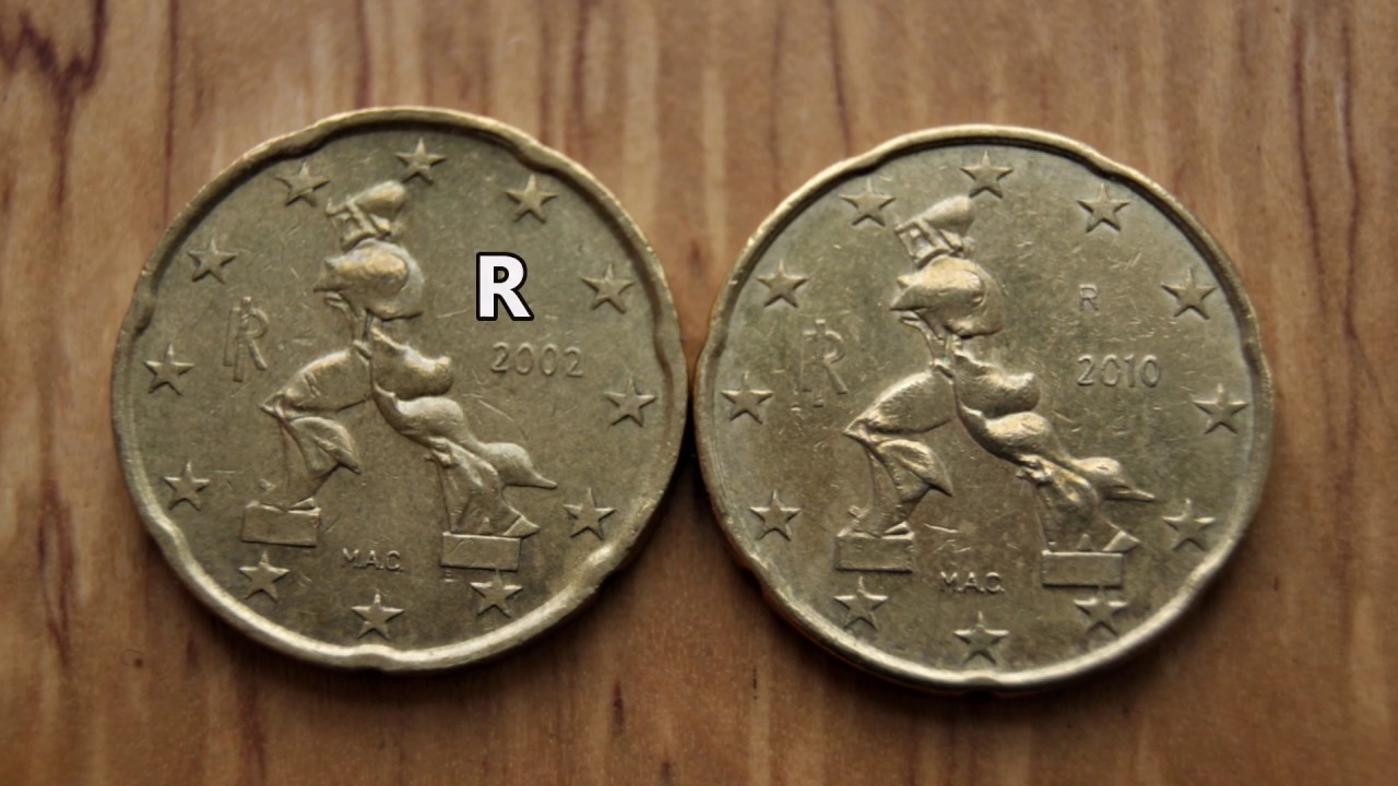 Different maps 20 Euro cent 2002 2010 Italy