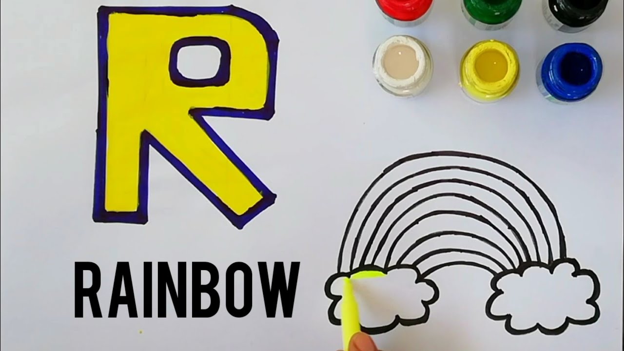 Alphabet R For Rainbow Drawing Page| How To Draw Rainbow For Nursery Kids
